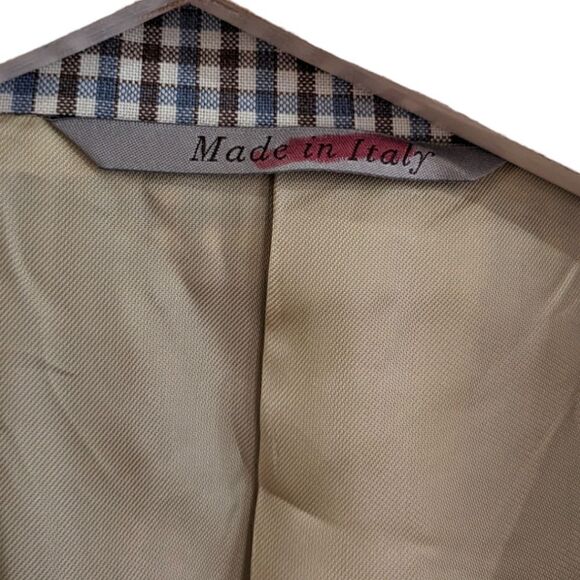 LIKE NEW CANALI Italy Men's 100% Wool Plaid Check Brown Two Button Blazer Sz 52L - Picture 13 of 13